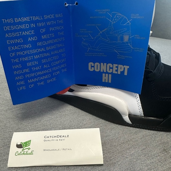 PATRICK EWING 9.5 MENS SNEAKERS 33 CONCEPT HI BLACK WHITE BASKETBALL SHOES CHARM - Picture 10 of 16